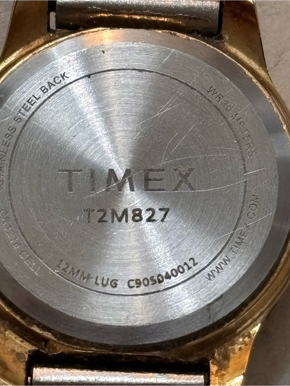 Timex T2M827 Mother of Pearl Indiglo Watch Two Tone Gold Silver 25mm - Picture 5 of 10